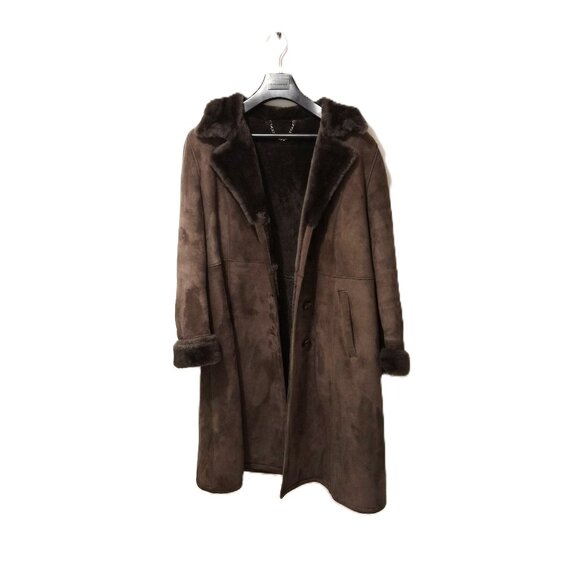 VTG Shearling Coat – Suede Outer, Shearling Collar & Cuffs 2 Pockets Canada - Picture 2 of 8